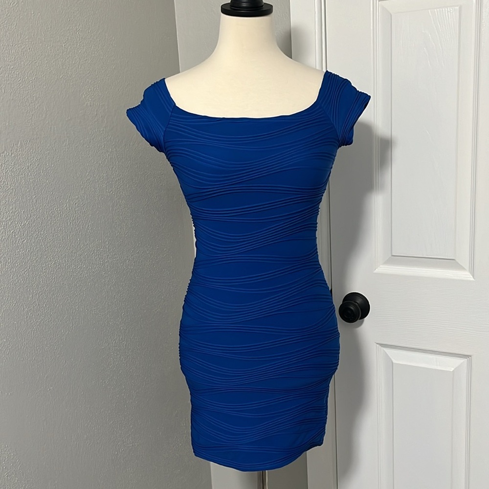 Wet Seal Royal Blue Bodycon Ribbed Textured Mini Dress